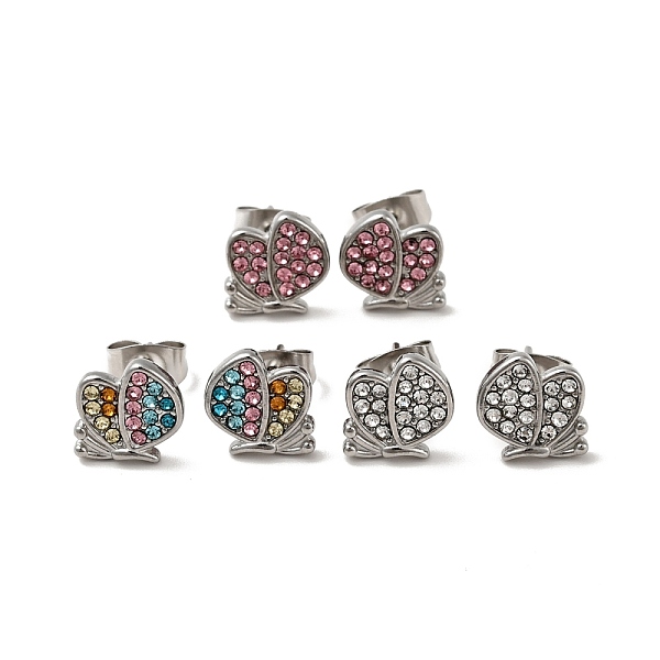 

PandaHall Rhinestone Butterfly Stud Earrings with 316 Surgical Stainless Steel Pins, Stainless Steel Color Plated 304 Stainless Steel..., Multicolor