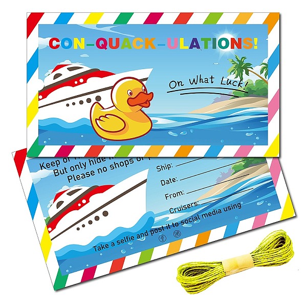 

PandaHall CREATCABIN 50Pcs You've Been Ducked Cards Cruising Rubber Duck Tag Cruise Duck Tags Card Yacht Ducking DIY Jeep Duck Card with..., Multicolor