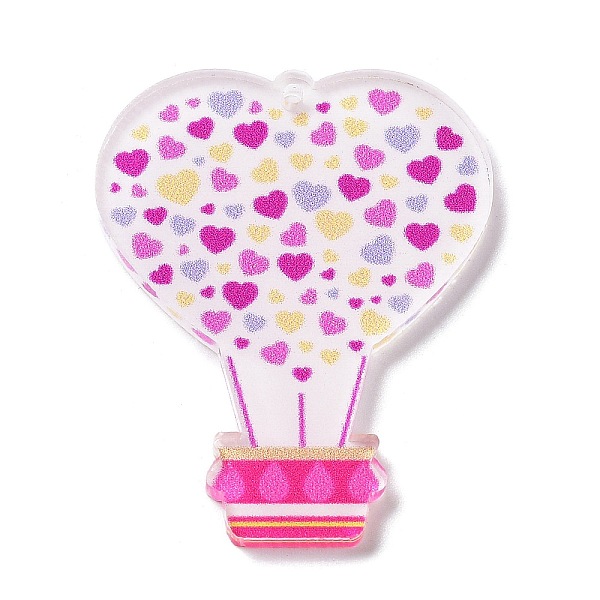 

PandaHall Valentine's Day Opaque Printed Acrylic Pendants for Earrings Making, Hot Air Balloon, Lemon Chiffon, 40x32x2mm, Hole: 1.5mm...