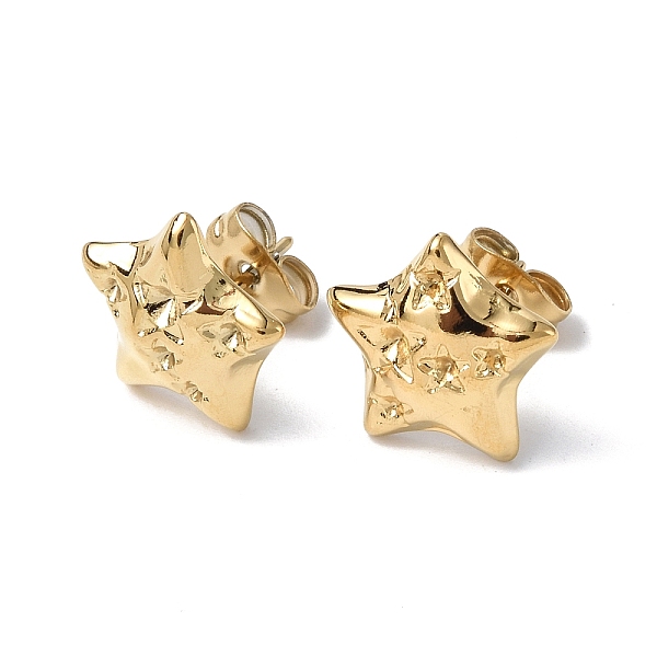 

PandaHall Ion Plating(IP) 304 Stainless Steel Stud Earring Findings, with Rhinestone Setting, Star, Real 18K Gold Plated, Fit For 1.5~2mm...