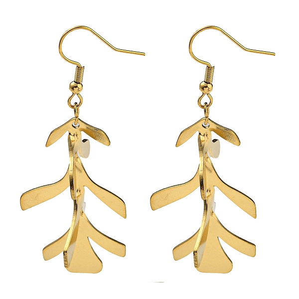 

PandaHall Ion Plating(IP) 304 Stainless Steel Earrings for Women, Leaf, Real 18K Gold Plated, 60x24.5mm 304 Stainless Steel Leaf