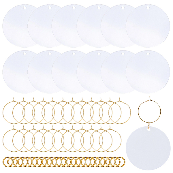 30Pcs Transparent Acrylic Disc Big Pendants