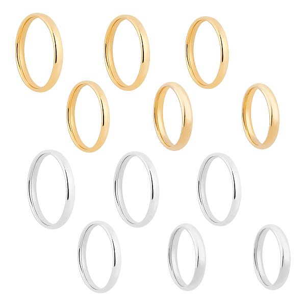 

PandaHall Unicraftale 304 Stainless Steel Flat Plain Band Rings, Golden & Stainless Steel Color, 12pcs/box 304 Stainless Steel