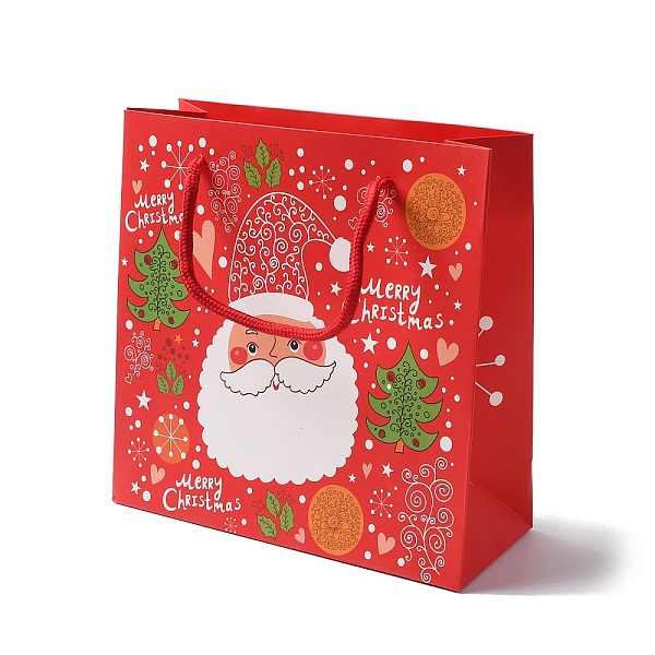

PandaHall Christmas Santa Claus Print Paper Gift Bags with Nylon Cord Handle, Red, Square, 19.9x19.9x0.5cm, Unfold: 19.9x8.1x19.9cm Paper...