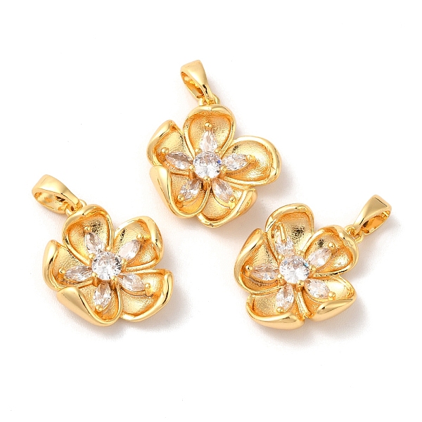

PandaHall Brass Micro Pave Cubic Zirconia Pendants, Flower, Real 18K Gold Plated, 17x14.5x4.5mm, Hole: 4.5x2.5mm Brass+Cubic Zirconia Flower..., Clear