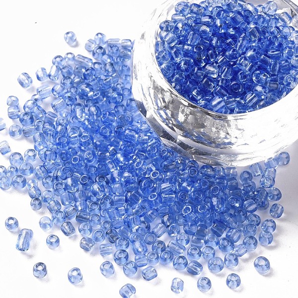 

PandaHall Glass Seed Beads, Transparent, Round, Light Blue, 8/0, 3mm, Hole: 1mm, about 2222pcs/100g Glass