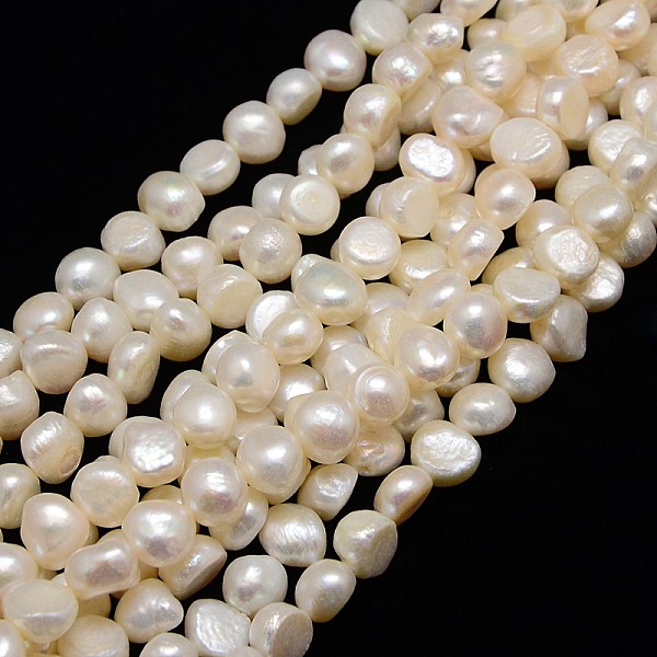 

PandaHall Natural Cultured Freshwater Pearl Beads Strands, Two Sides Polished, Creamy White, 10~11x5~7mm, Hole: 0.8mm, about 37pcs/strand...