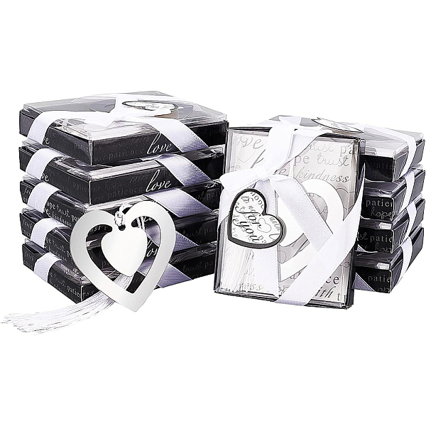 

PandaHall Iron Bookmarks, with Tassels, Double Heart, Platinum, 175mm Iron Heart