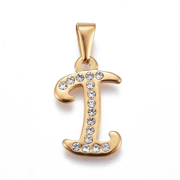 

PandaHall 304 Stainless Steel Pendants, with Rhinestone, Letter, Letter.I, 22.5x14.5x2mm, Hole: 3~3.5x7.5~8mm Stainless Steel+Rhinestone..., Clear