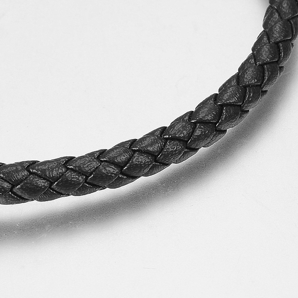 

PandaHall Men's Braided Leather Cord Bracelets, with 304 Stainless Steel Clasps, Black, Golden, 7-7/8 inch(200mm), 5mm Leather Black