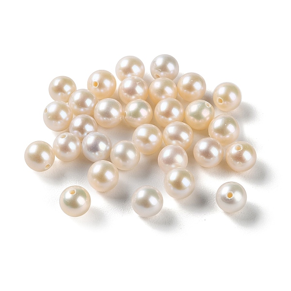 

PandaHall Natural Cultured Freshwater Pearl Beads, Half Drilled, Grade 3A+, Round, WhiteSmoke, 5mm, Hole: 0.9mm Pearl Round White