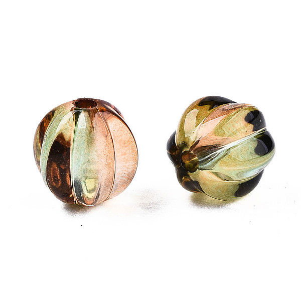 

PandaHall Two Tone Transparent Spray Painted Acrylic Corrugated Beads, for Name Bracelets & Jewelry Making, Round, PeachPuff, 7.5x8x7.5mm..., Brown