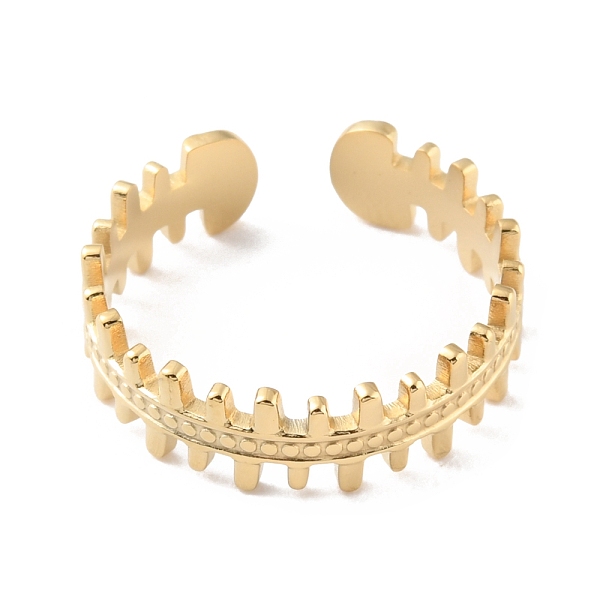 

PandaHall 304 Stainless Steel Fish Bones Open Cuff Rings, Real 14K Gold Plated, Inner Diameter: 17mm 304 Stainless Steel