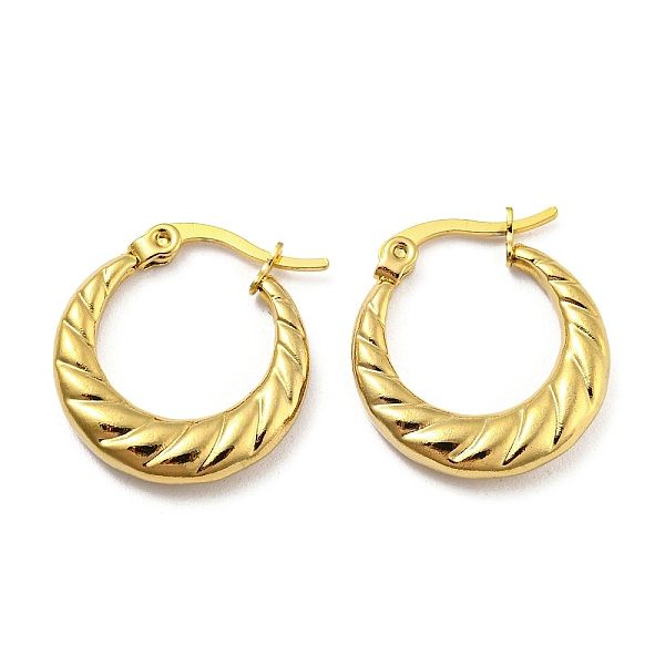 

PandaHall Vacuum Plating 304 Stainless Steel Hoop Earrings for Women, Golden, 20x18.5x3.5mm 304 Stainless Steel Round