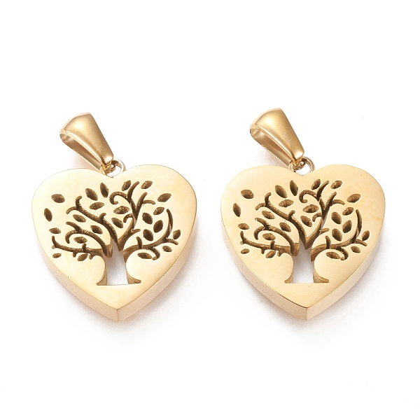 

PandaHall Ion Plating(IP) 304 Stainless Steel Pendants, Manual Polishing, Heart with Tree of Life, Golden, 18x17.5x3.5mm, Hole: 3x6mm 304...