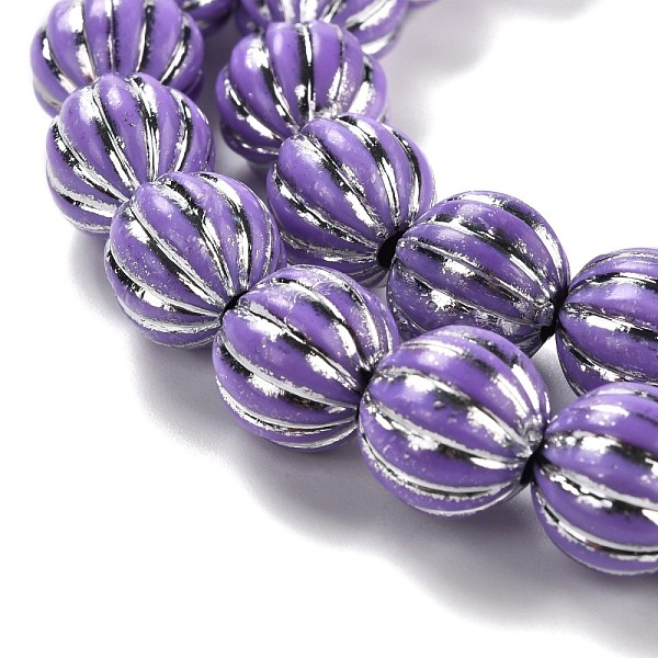 

PandaHall Grooved Resin Beads Strands, Silver Metal Enlaced, Pumpkin, Lilac, 10~12mm, Hole: 3mm, about 32pcs/strand, 13.78''(35cm) Resin..., Purple