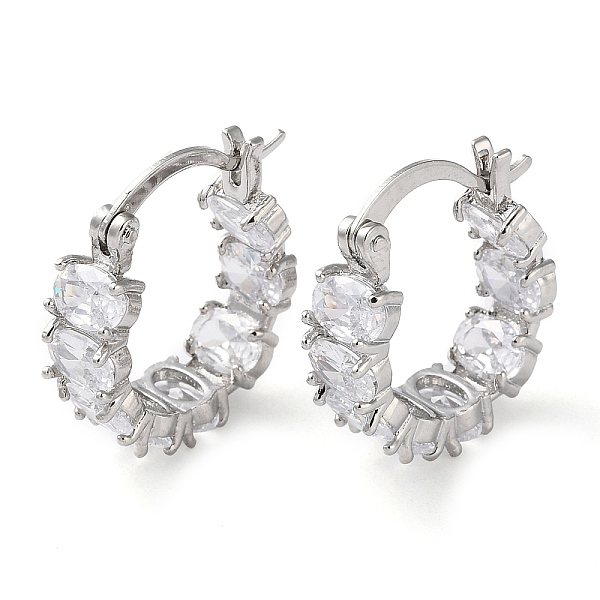 

PandaHall Brass Hoop Earrings, with Clear Cubic Zirconia, Long-Lasting Plated, Lead Free & Cadmium Free, Platinum, 22x19.5x6mm Cubic...