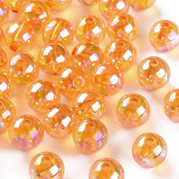 

PandaHall Transparent Acrylic Beads, AB Color Plated, Round, Orange, 12x11mm, Hole: 2.5mm, about 566pcs/500g Acrylic Round Orange