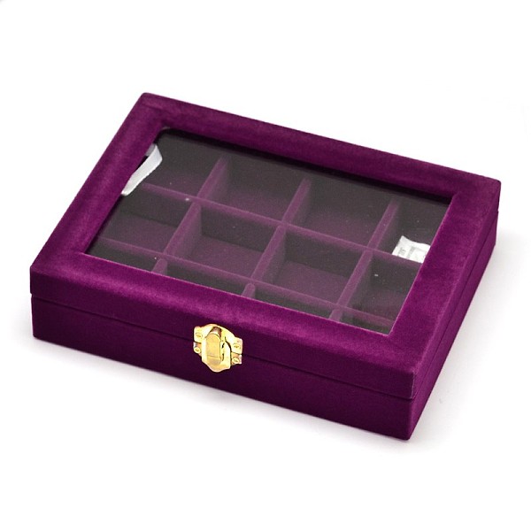 

PandaHall Wooden Rectangle Jewelry Boxes, Covered with Velvet, with Glass and Iron Clasps, 12 Compertments, Purple, 20.2x15.3x4.8cm Wood...