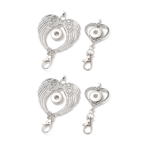 

PandaHall Alloy Rhinestone Snap Keychain Making, with Swivel Clasps, Wing & Heart, Antique Silver & Platinum, 8.4cm and 10.4cm, 4pcs/style...