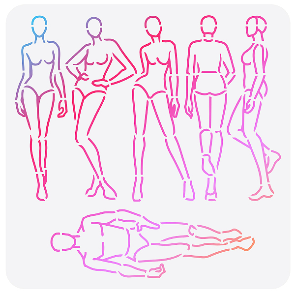 

PandaHall FINGERINSPIRE Human Body Croquis Painting Stencil 11.8x11.8inch Reusable Sketches of Woman Models Stencil Beauty Girl Models...