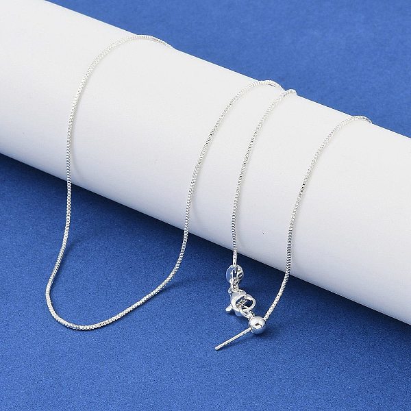 

PandaHall Brass Box Chin Necklaces for Women, 925 Sterling Silver Plated, 18.50 inch(470mm), Pendant: 5x3.5x3.8mm, Pin: 12.5x0.7mm Brass