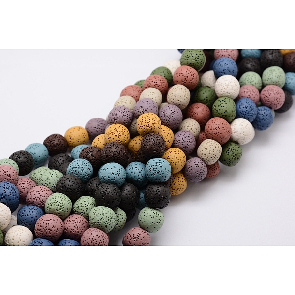 

PandaHall Natural Lava Rock Bead Strands, Dyed, Round, Mixed Color, 16mm, Hole: about 2.5~3mm, about 28pcs/strand, 15 inch Lava Rock Round..., Multicolor