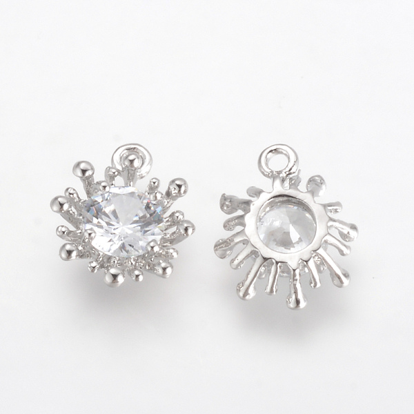 

PandaHall Alloy Cubic Zirconia Charms, Flower, Platinum, 14.5x12x4mm, Hole: 1.5mm Alloy+Cubic Zirconia Flower