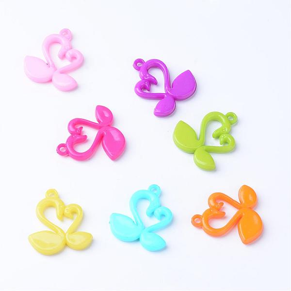 

PandaHall Opaque Acrylic Pendants, Swan, Mixed Color, 32x30x4.5mm, Hole: 3mm, about 250pcs/500g Acrylic Duck Multicolor