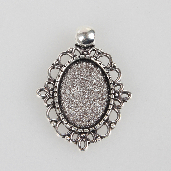 

PandaHall Tibetan Style Alloy Pendant Cabochon Settings, Cadmium Free & Lead Free, Oval, Antique Silver, Tray: 13x18mm, 33x24x2mm, Hole: 4mm...