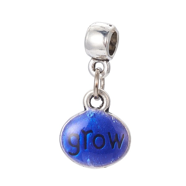 

PandaHall Tibetan Style Alloy Pendants, with Enamel, Oval with Word Grow, Blue, Antique Silver, 23.5mm, Pendant: 13x11.5x3mm, Hole: 3.5mm...