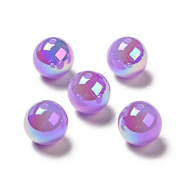 

PandaHall UV Plating Opaque Rainbow Iridescent Acrylic Beads, Round, Medium Purple, 15~16x15mm, Hole: 2mm Acrylic Round