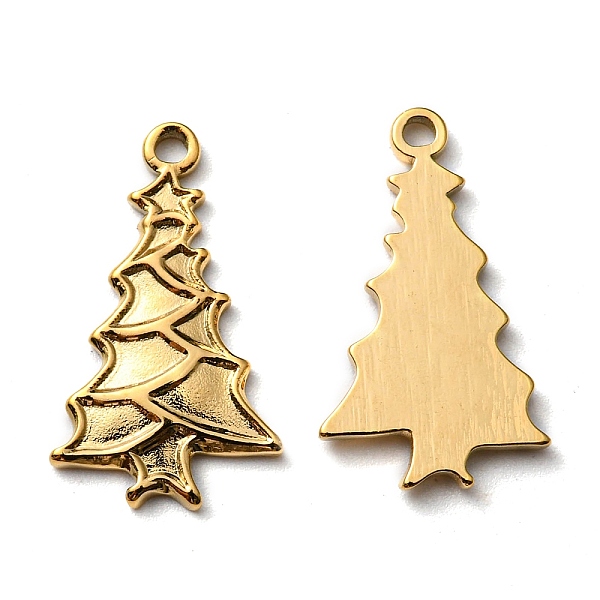 

PandaHall Ion Plating(IP) 304 Stainless Steel Pendants, Manual Polishing, Christmas Theme, Christmas Tree Charms, Golden, 20x12x1mm, Hole...