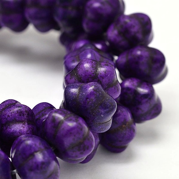 

PandaHall Dyed Synthetic Turquoise Bead Strands, Pumpkin, Indigo, 12x8mm, Hole: 1mm, about 868pcs/1000g Synthetic Turquoise Pumpkin Purple