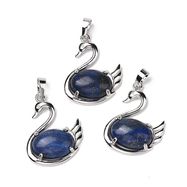 

PandaHall Natural Lapis Lazuli Pendants, with Platinum Tone Brass Findings, Cadmium Free & Lead Free, Dyed, Swan, 32x25x7.3mm, Hole: 8mm...