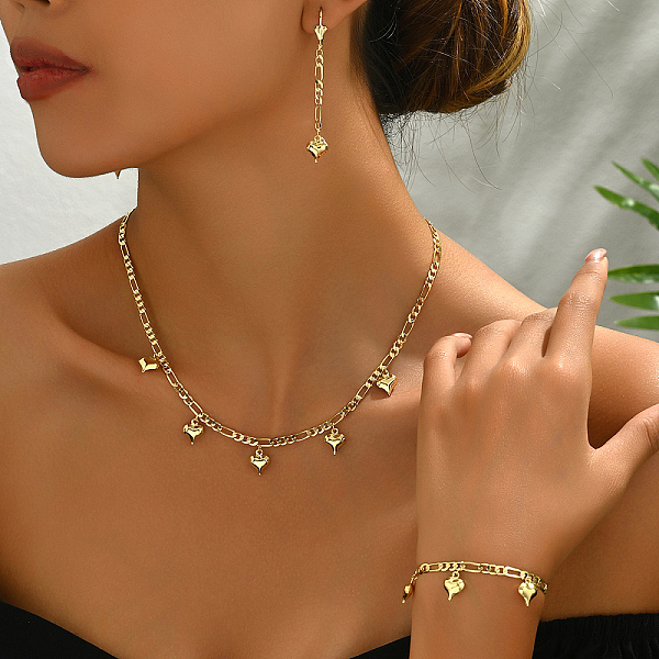 Conjunto De Joyas Con Diseño De Corazón De Latón Para Una Cita Nocturna Y Para Uso Diario