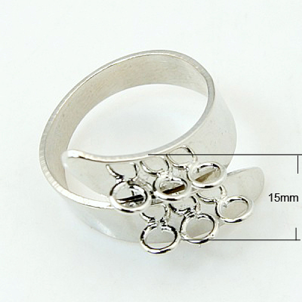 

PandaHall Cuff Brass Ring Shanks, Loop Ring Blank, Nickel Free, Platinum, 18mm Brass