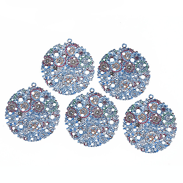 

PandaHall 430 Stainless Steel Pendants, Spray Painted, Etched Metal Embellishments, Flower Pattern, Flat Round, Dodger Blue, 45x40.5x0.6mm...