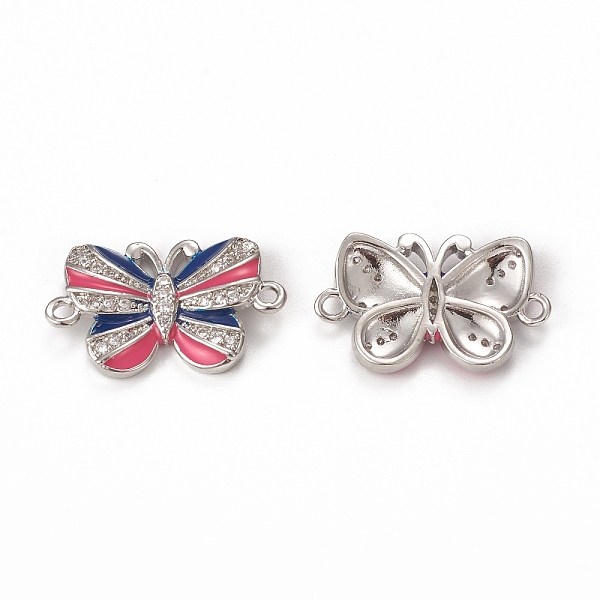 

PandaHall Brass Micro Pave Cubic Zirconia Connector Charms, Enamel Style, Butterfly, Platinum, Hot Pink, 13.5x22.5x3mm, Hole: 1.5mm...