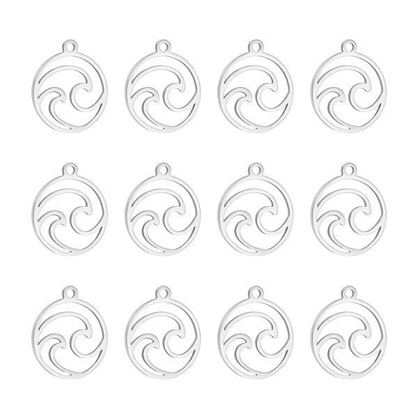 

PandaHall Unicraftale 201 Stainless Steel Charms, Laser Cut, Ring with Waved, Stainless Steel Color, 14x12x1mm, Hole: 1.2mm, 12pcs/box 201...