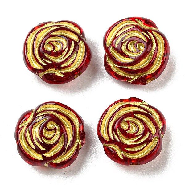 

PandaHall Plating Transparent Acrylic Beads, Golden Metal Enlaced, Flower, Crimson, 17x16.5x8mm, Hole: 2mm, about 440pcs/500g Acrylic Flower..., Pink