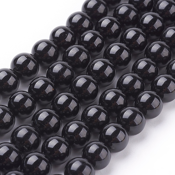 

PandaHall Natural Tourmaline Beads Strands, Round, Black, 8mm, Hole: 1mm, about 24pcs/strand, 7.8 inch Tourmaline Round Black