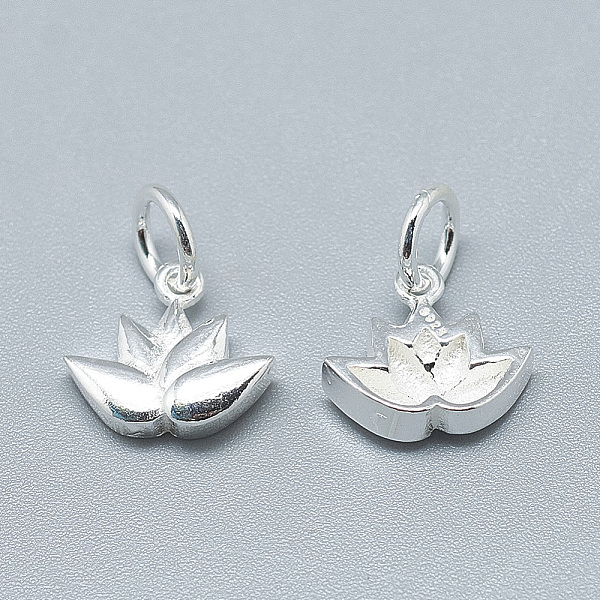 

PandaHall 925 Sterling Silver Charms, with Jump Ring, Flower, Silver, 10x11x3mm, Hole: 4mm Sterling Silver Flower Silver