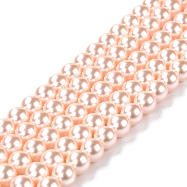 

PandaHall Eco-Friendly Grade A Glass Pearl Beads, Pearlized, Round, Misty Rose, 8mm, Hole: 1.2~1.5mm, about 52pcs/Strand, 16''(40.64cm)...