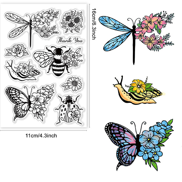 

PandaHall CRASPIRE Butterfly Clear Stamps for Card Making Decoration Scrapbooking Supplies, Bee Clear Stamps Animals Snail Ladybug...