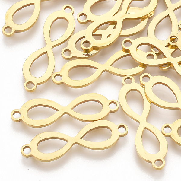 

PandaHall 201 Stainless Steel Links connectors, Laser Cut Links, Infinity, Golden, 25x7x1mm, Hole: 1.8mm 201 Stainless Steel Infinity