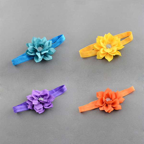 

PandaHall Elastic Baby Headbands, with Random Color Elastic Cord, Headbands for Little Girls, Mixed Color, 112mm Cloth Multicolor