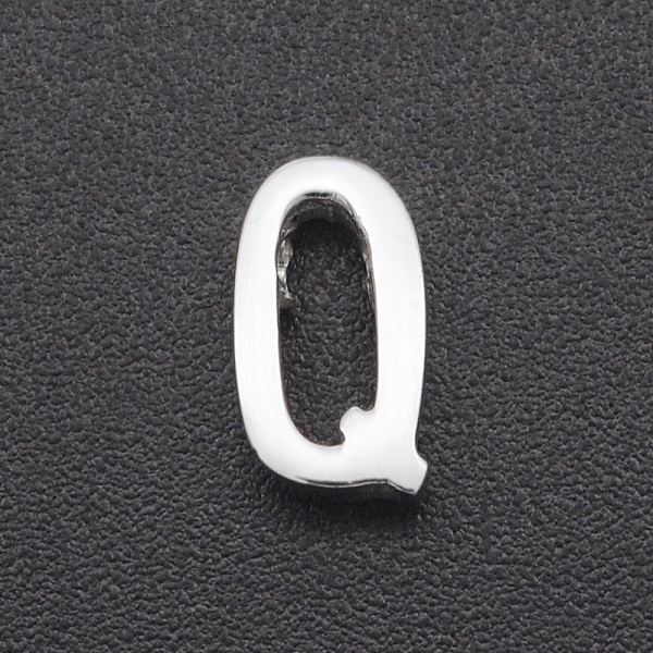 

PandaHall 201 Stainless Steel Charms, for Simple Necklaces Making, Laser Cut, Letter, Stainless Steel Color, Letter.Q, 9x5x3mm, Hole: 1.8mm...