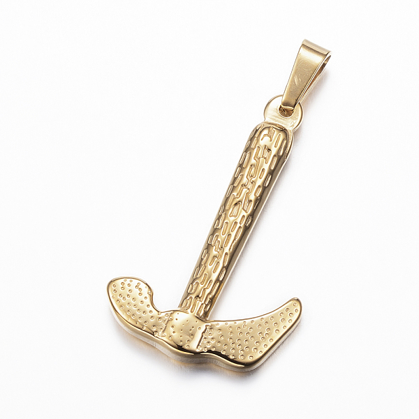 

PandaHall Ion Plating(IP) 304 Stainless Steel Pendants, Hammer, Golden, 34x22x4mm, Hole: 4x7mm 304 Stainless Steel Tool