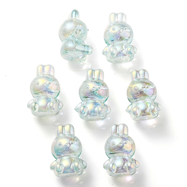 

PandaHall UV Plating Rainbow Iridescent Transparent Acrylic Bubble Beads, Rabbit, Aquamarine, 18x12x10mm, Hole: 2mm Acrylic Rabbit Green